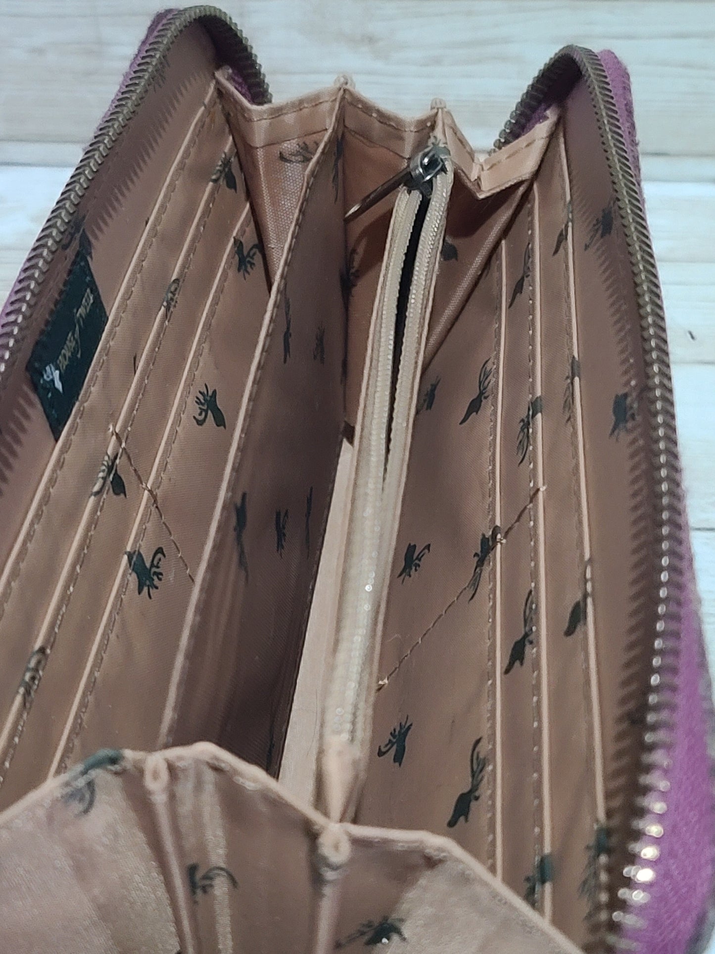 House of Tweed Zip Around Purse Wallet Stag Logo Wool Tweed VGC 20cmPre loved