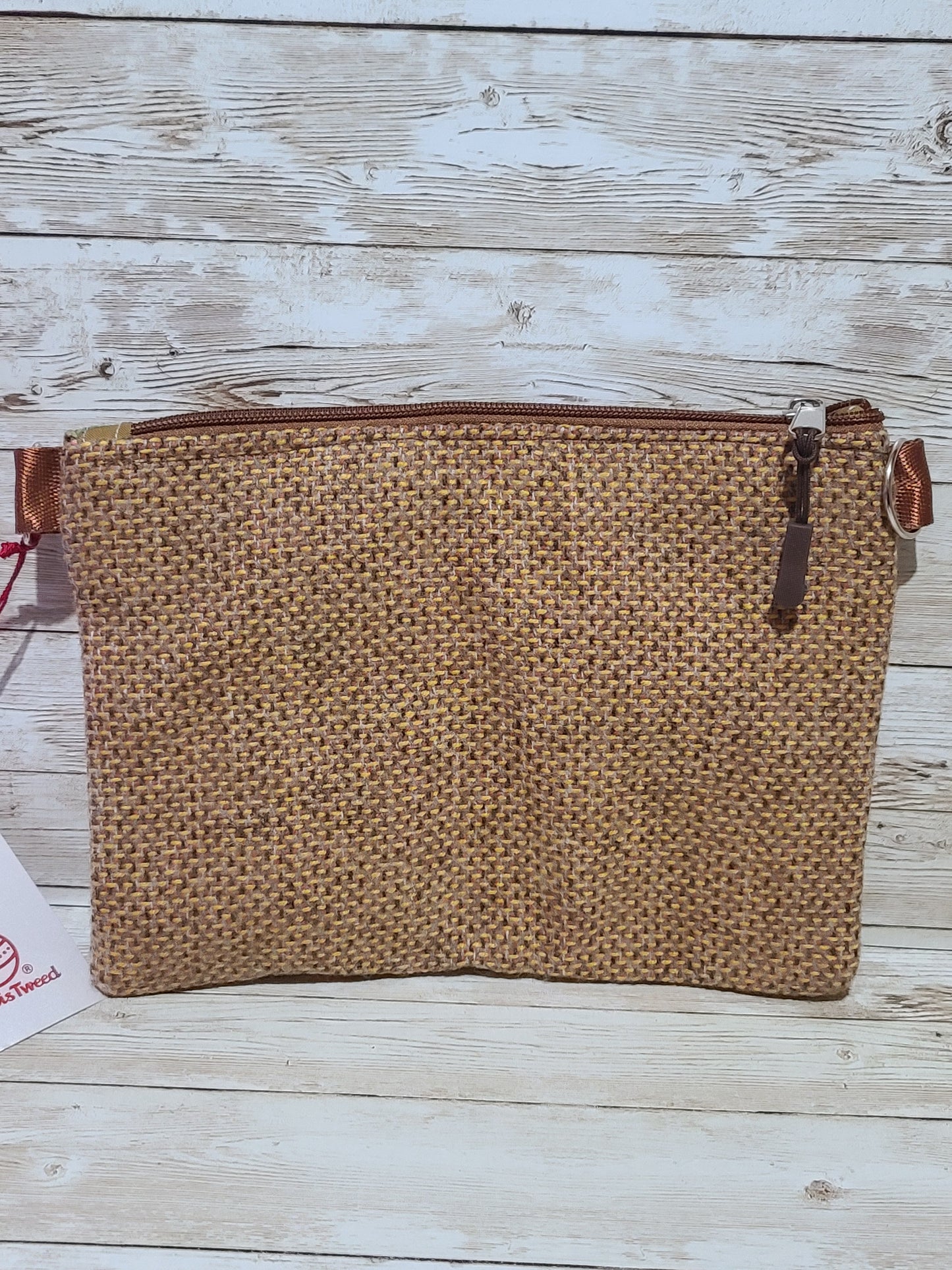 Harris Tweed Mustard Crossbody Clutch Bag BNWT Floral Lining Gold Strap