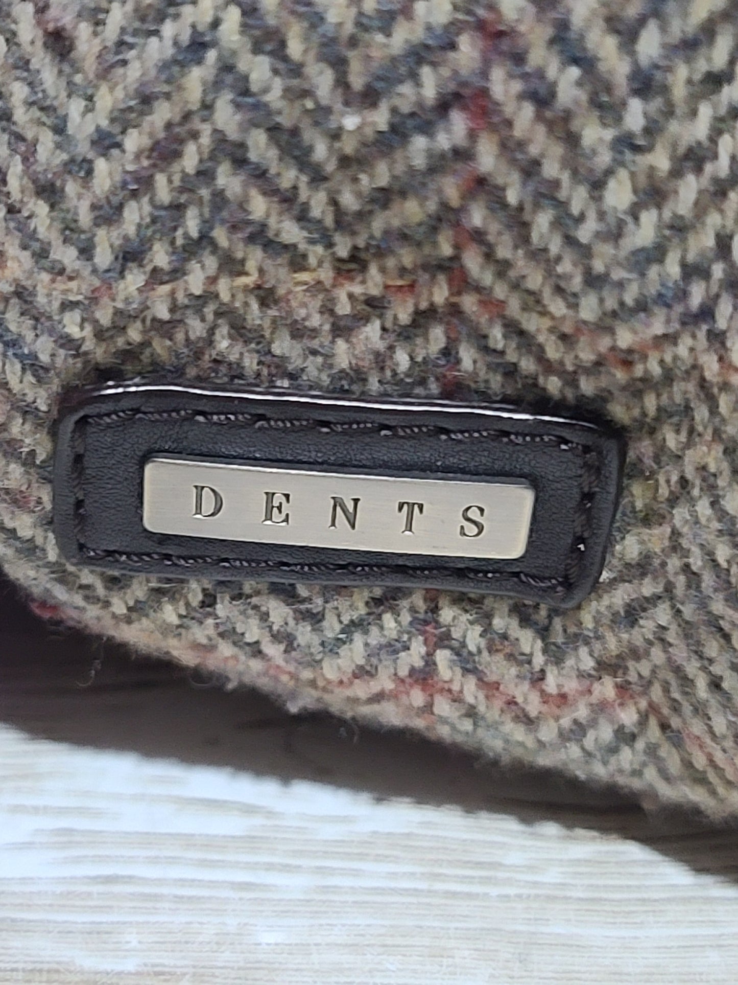 Dents Tweed & Leather Satchel Bag Brown Herringbone Crossbody Heritage 32cm Preloved