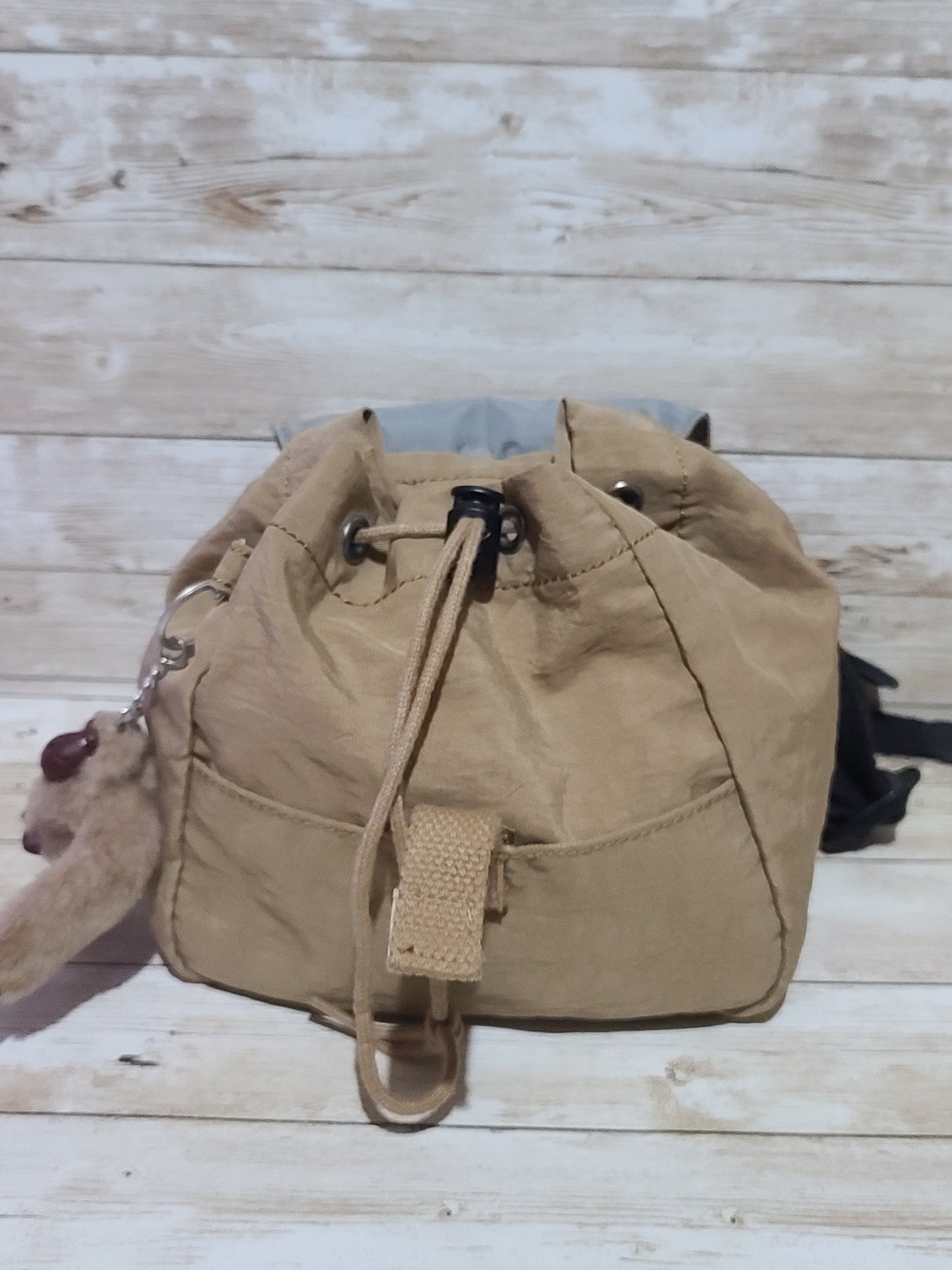 Kipling Mini Backpack – Beige / Sand – With Monkey Charm “Laura” VGC Preloved