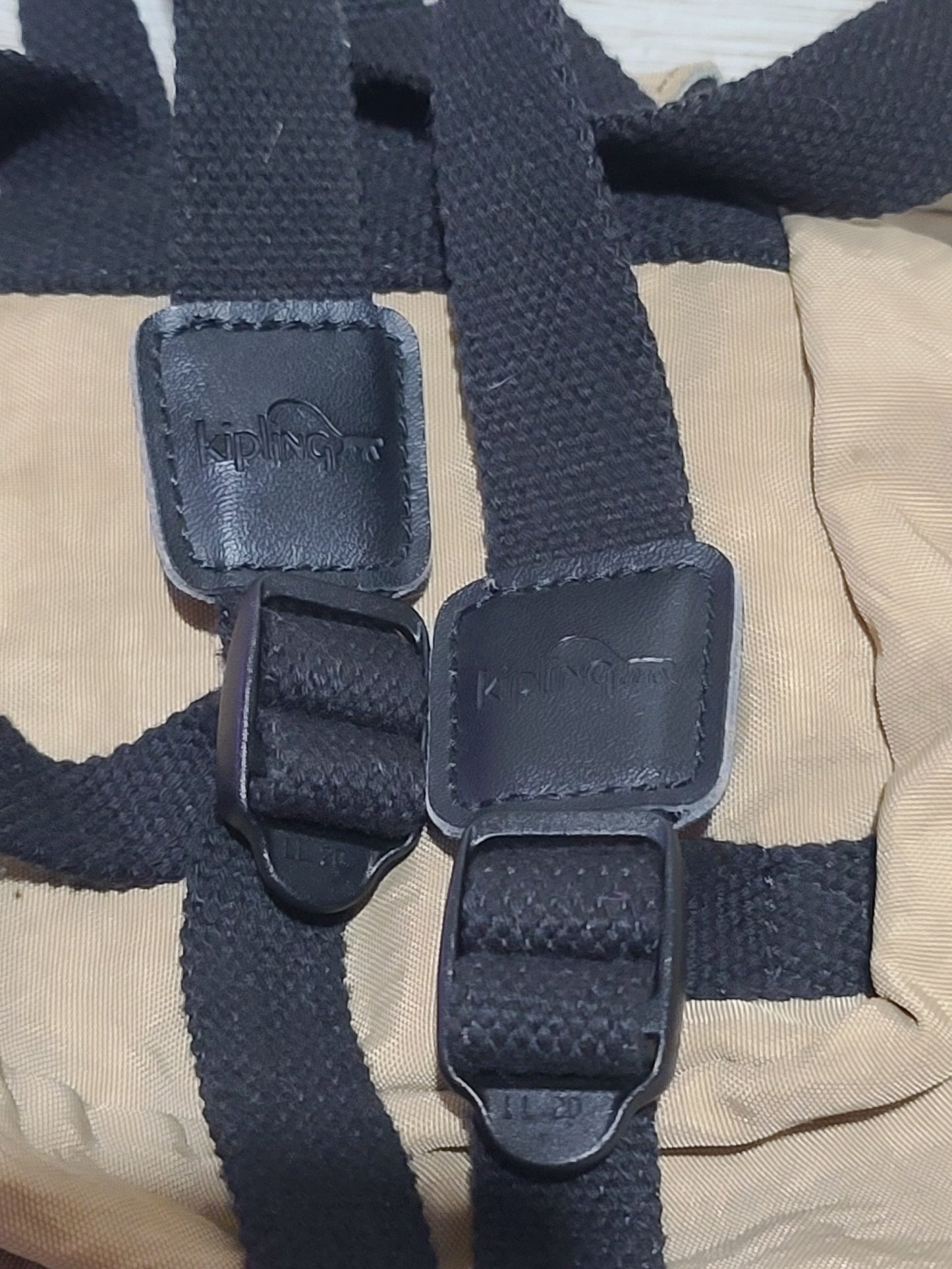 Kipling Mini Backpack – Beige / Sand – With Monkey Charm “Laura” VGC Preloved