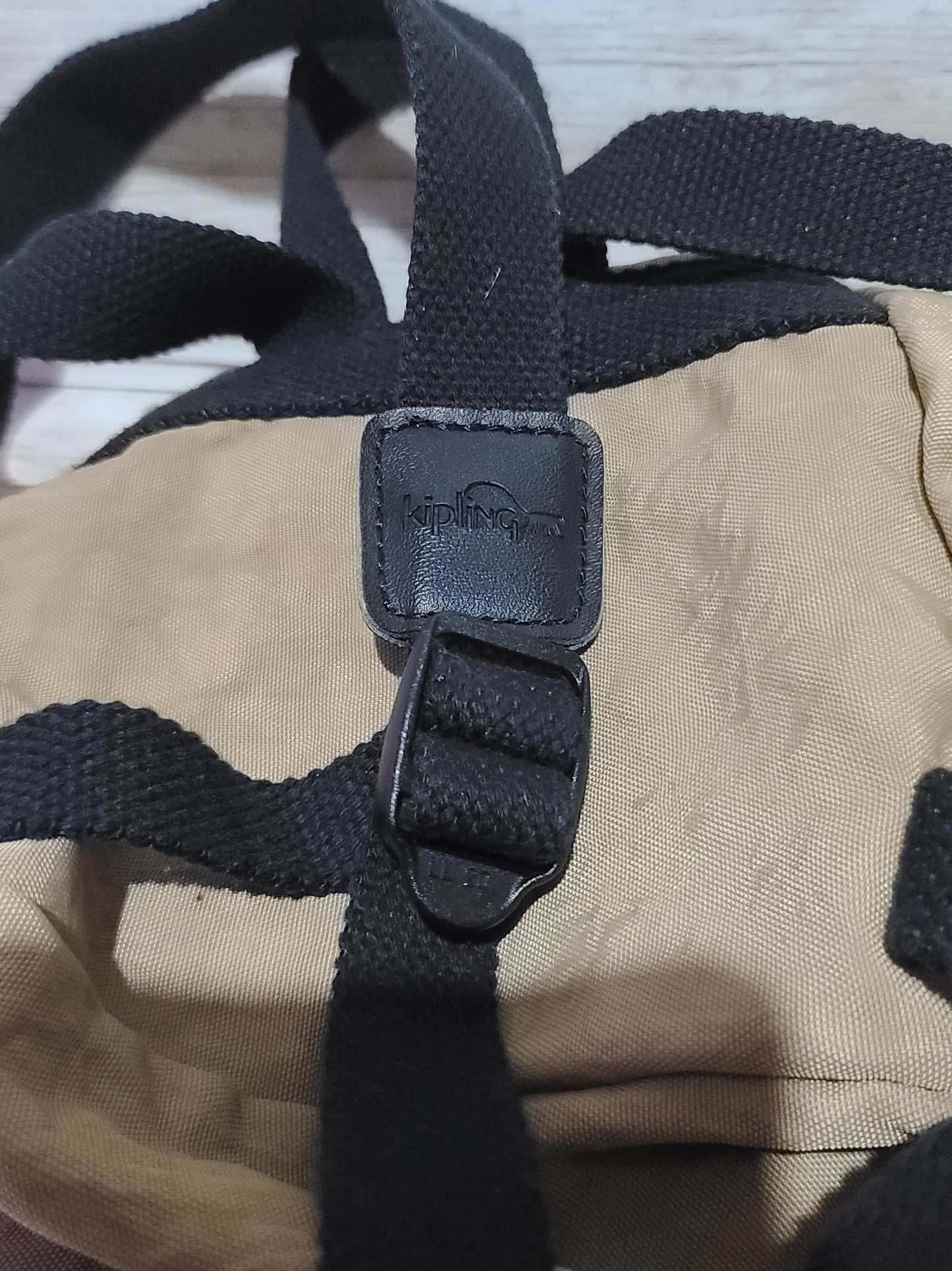 Kipling Mini Backpack – Beige / Sand – With Monkey Charm “Laura” VGC Preloved