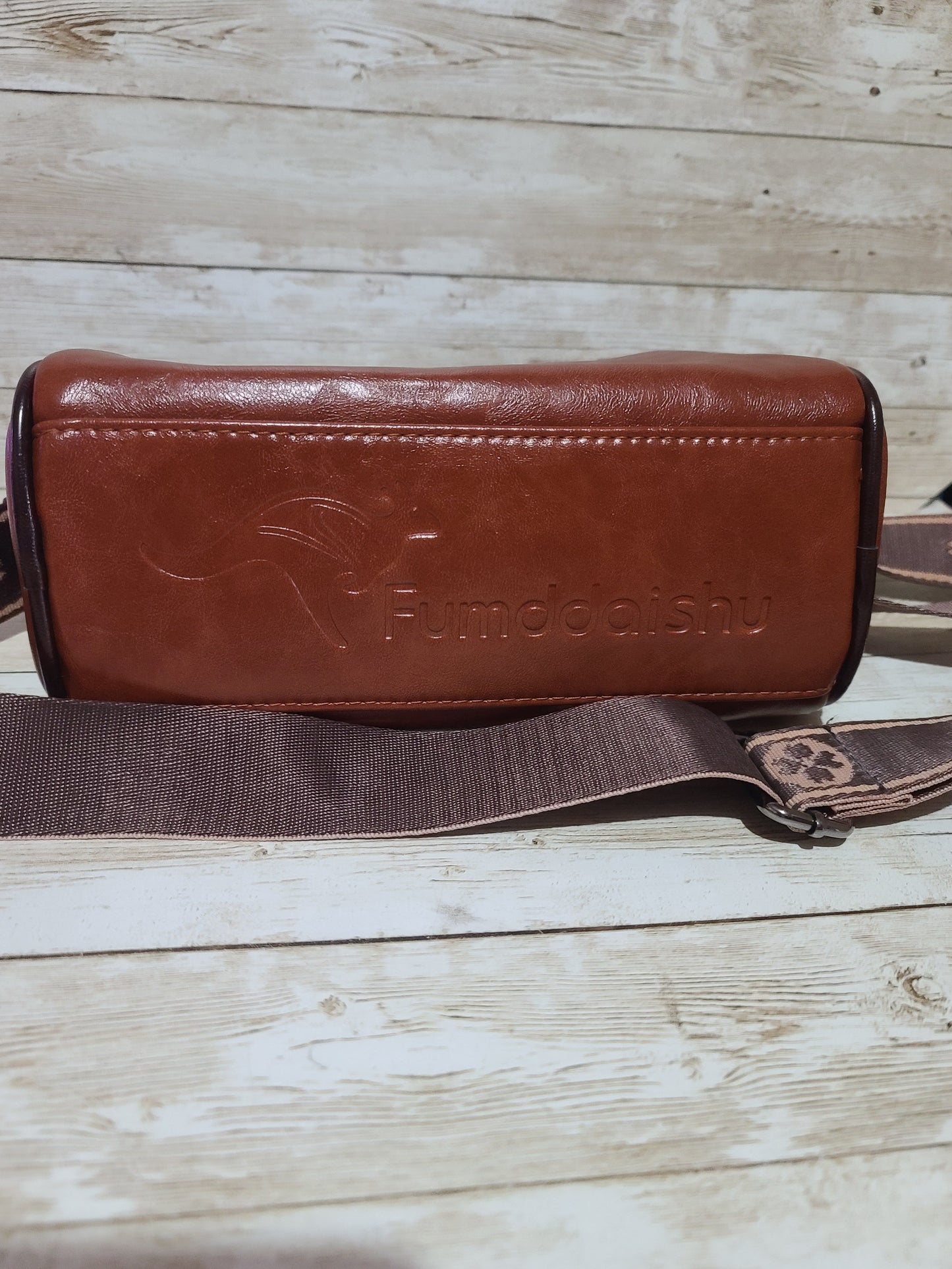 Fumddaishu Brown & Tan Faux Leather Crossbody Shoulder Bag | 3 Compartments