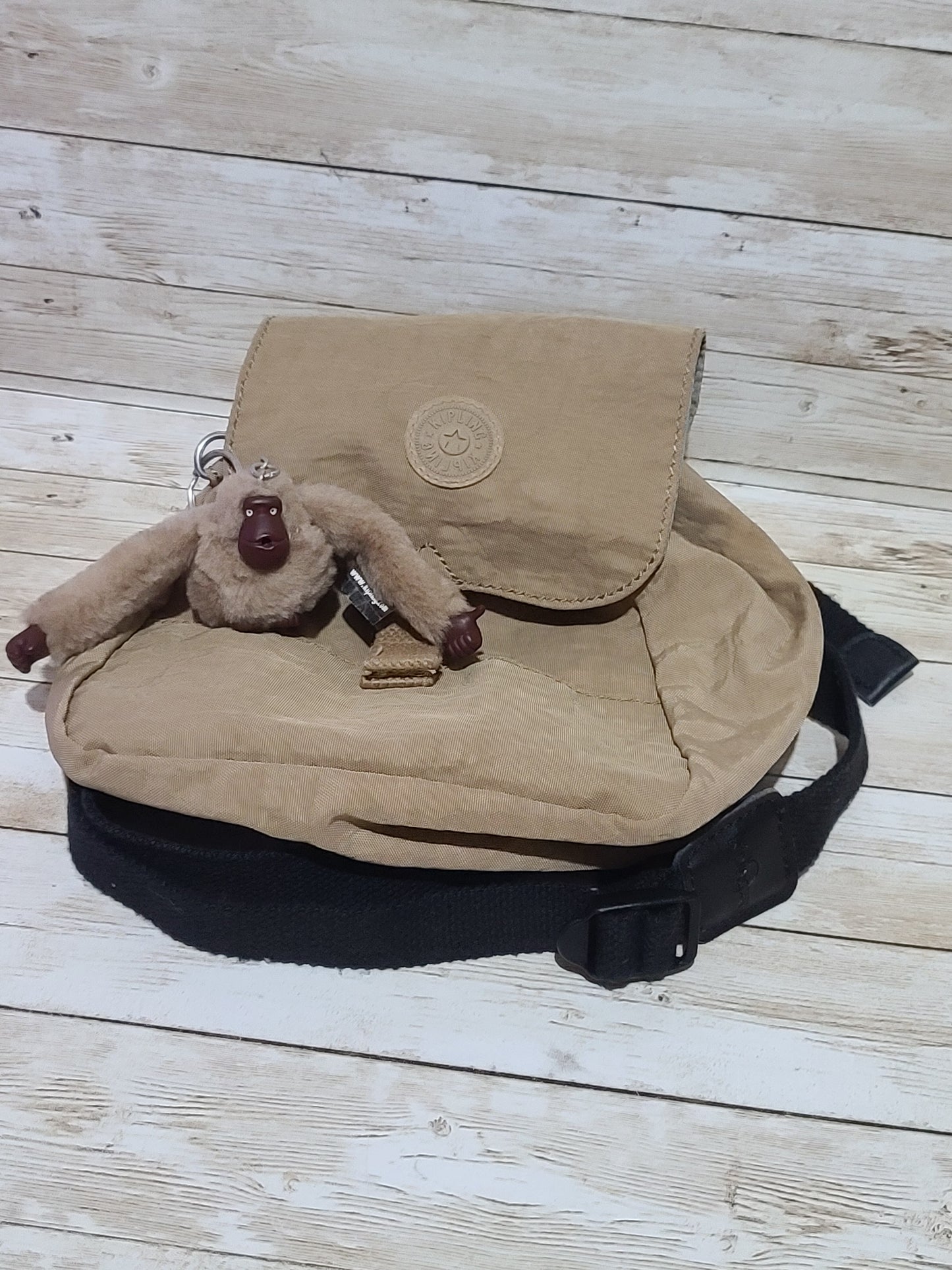Kipling Mini Backpack – Beige / Sand – With Monkey Charm “Laura” VGC Preloved