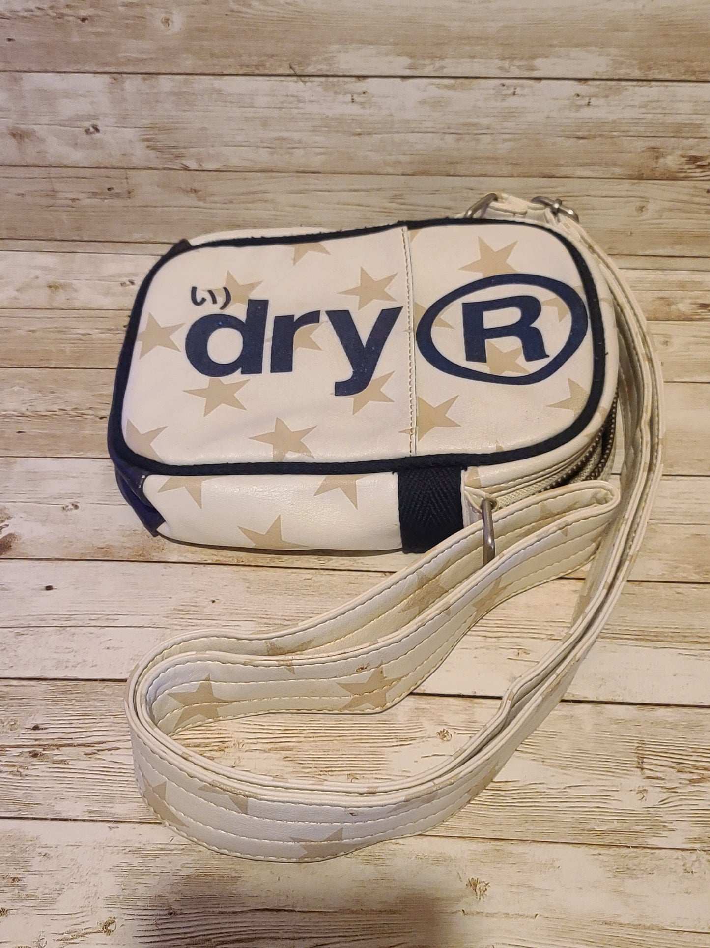 Vintage Superdry Cream/Beige Side Bag/ Crossbody Bag Gold Stars & Glittered Logo